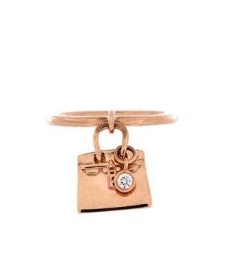 Pre-Owned HERMÈS Birkin Amulette Ring 18K Rose Gold with Diamond ...