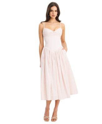  Zania Ruched Breast Cotton Jacquard Midi Dress