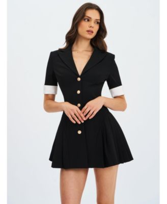  Ilitha Woven Crepe Pleated Mini Blazer Dress