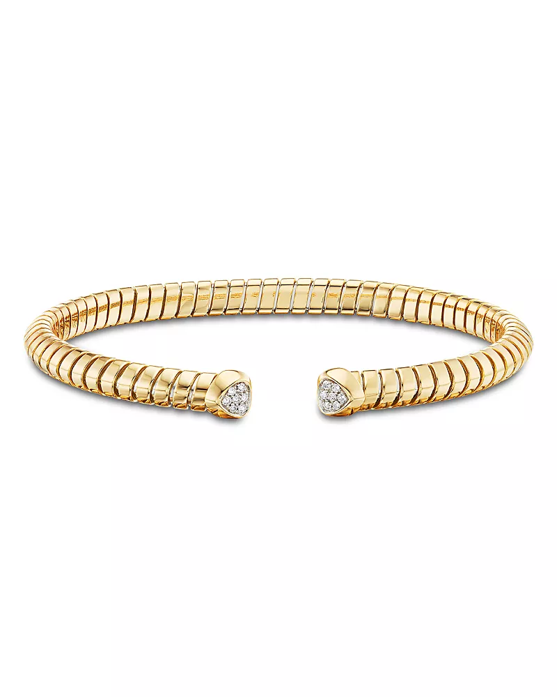 Marina B 18K Yellow Gold Trisolina Diamond Torque Bangle Bracelet