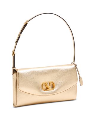 DeVain VLogo Laminated Nappa Leather Small Shoulder Bag