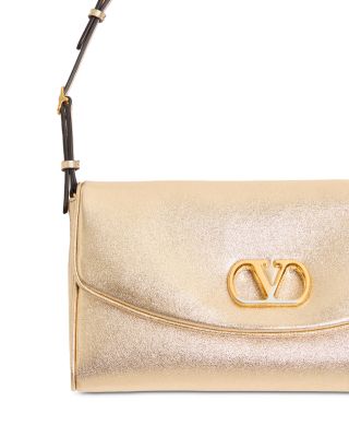 DeVain VLogo Laminated Nappa Leather Small Shoulder Bag