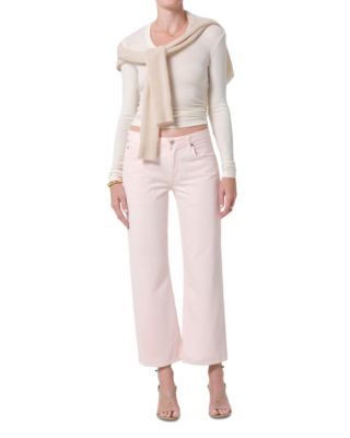 Faye Vintage Mid Rise Straight Ankle Jeans in Pale Coral