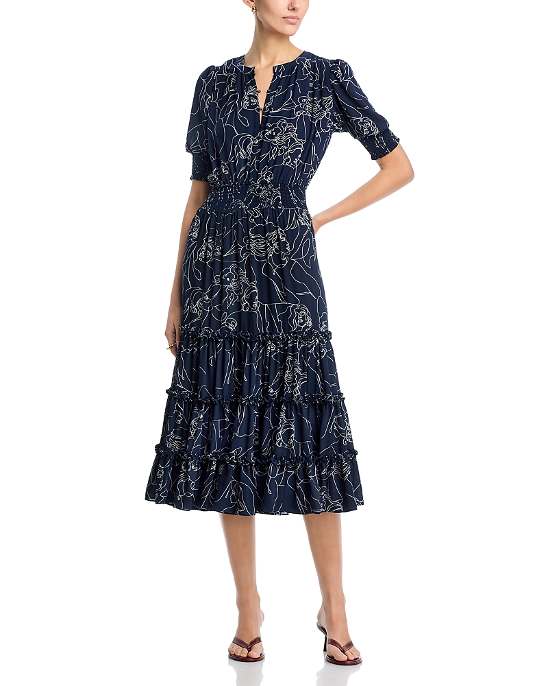 T Tahari Elbow Sleeve Button Down Airflow Fit and Flare Dress