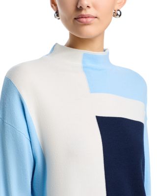 Mock Neck Modern Colorblock Sweater