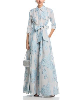 Metallic Jacquard Shirt Dress Gown