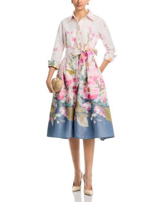 Taffeta Digital Floral Shirtdress