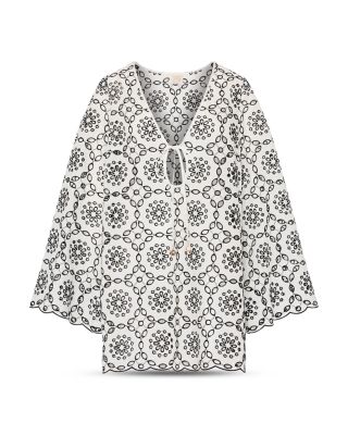 Viara Two Tone Circle Eyelet Dress Swim Cover-Up