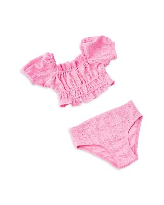 Girls' Smocked Eyelet Two Piece Swimsuit - Little Kid, Big Kid 
