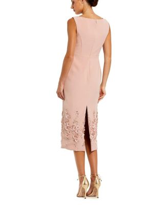  Petite Crepe Sleeveless Midi Dress with Flower Beading