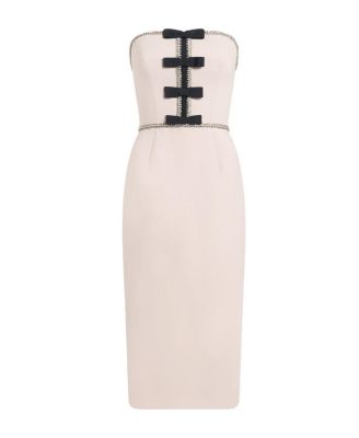  Odette Bow-Embellished Beaded Midi Dress