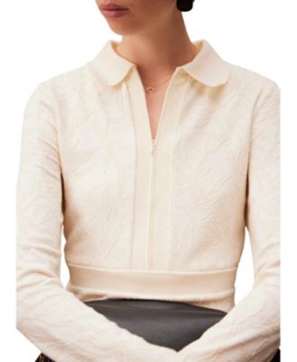  Women's Jacquard Zip Midi Dress