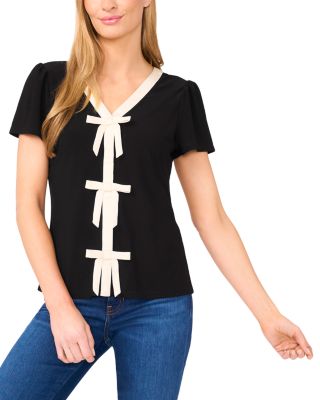 Bow Front Short Sleeve Blouse