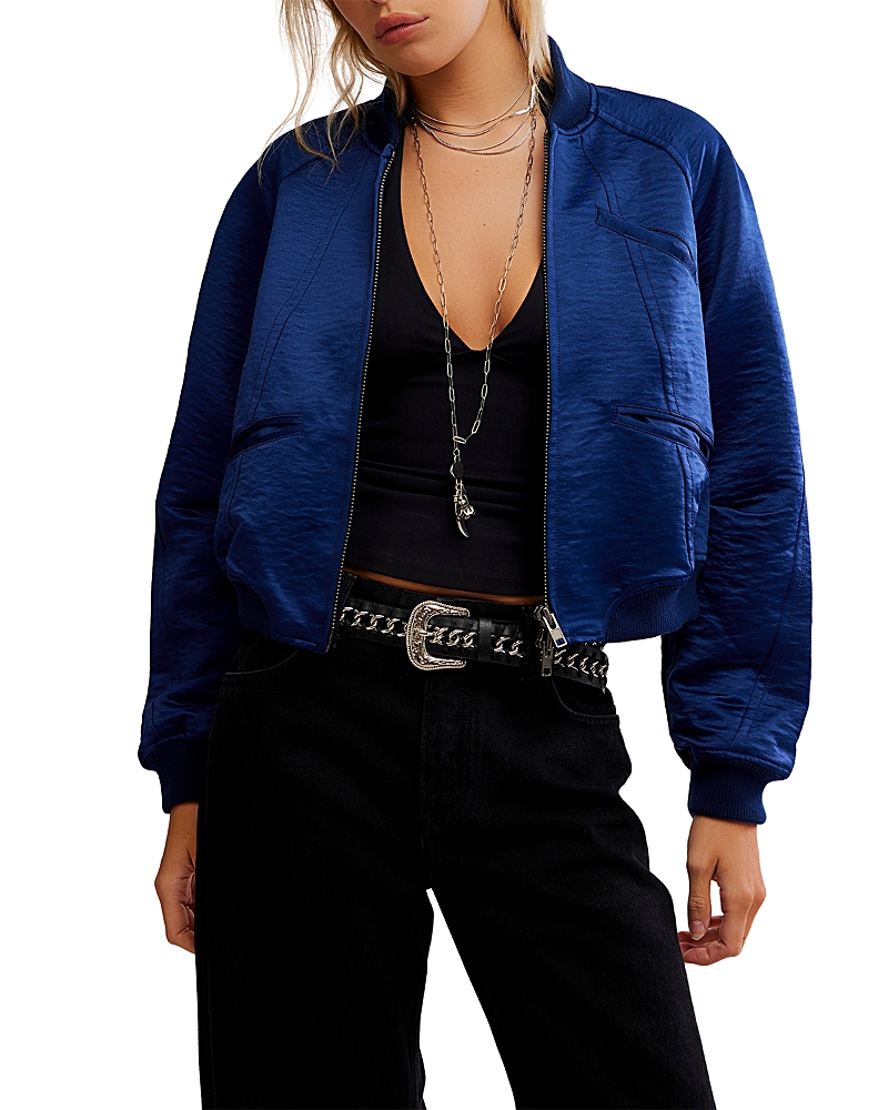 Free People Ellie Satin Bomber Jacket