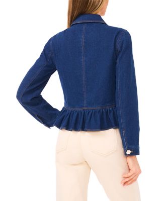 Long Sleeve Collared Peplum Denim Jacket