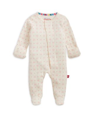 Girls' Heart & Bow Pointelle Magnetic Footie - Baby 