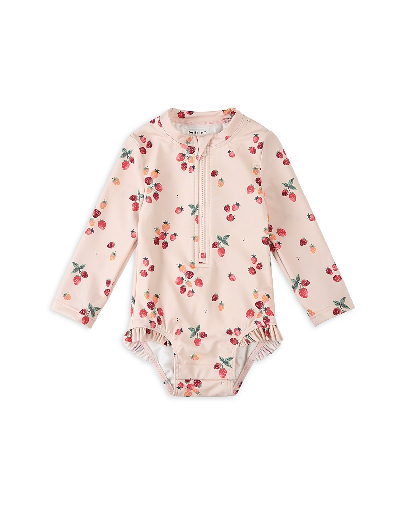 Firsts by petit lem Girls' Strawberry Print One Piece Swimsuit - Baby