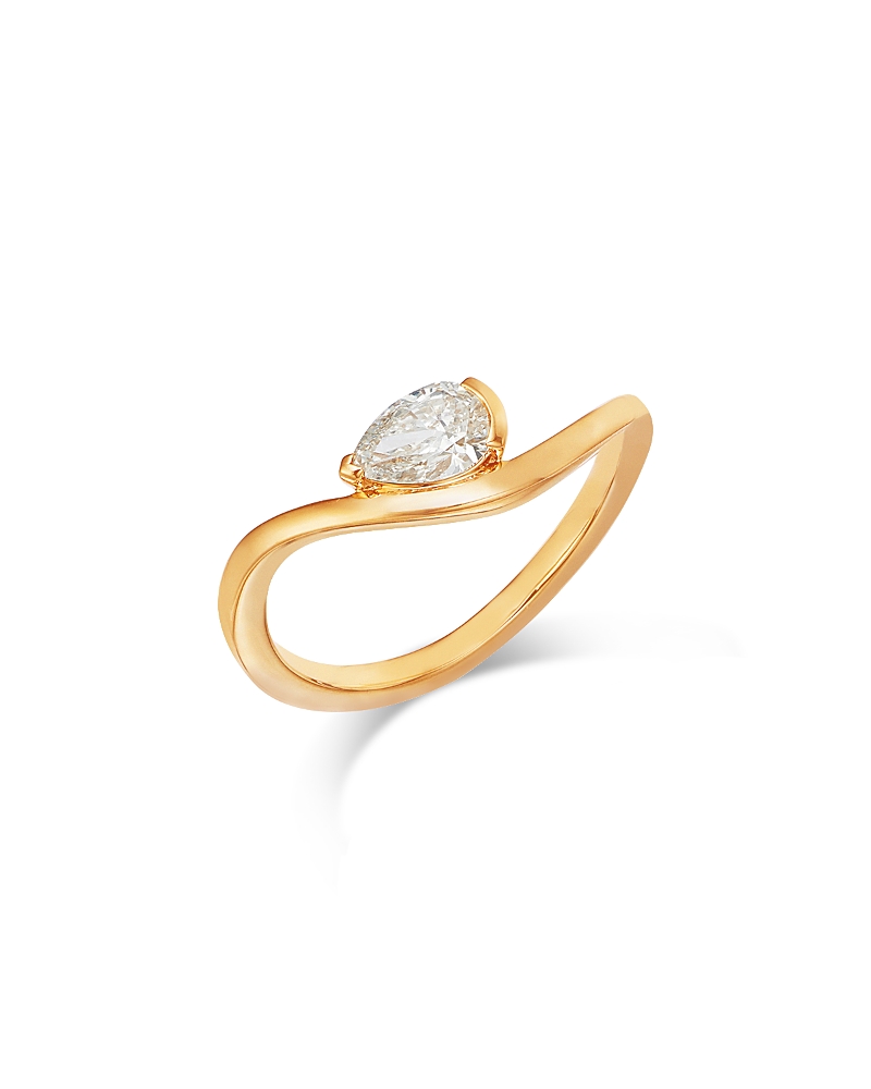 Moon & Meadow 14K Yellow Gold Lab Grown Diamond Pear Wave Ring