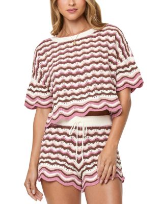 L*space Sunchaser Scalloped Cover Up Crop Top In Neapolitan