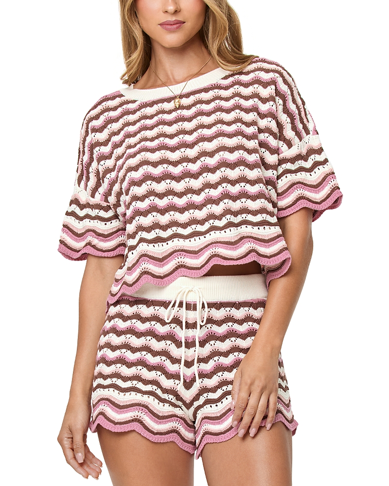 L*space Sunchaser Scalloped Cover Up Crop Top In Neapolitan