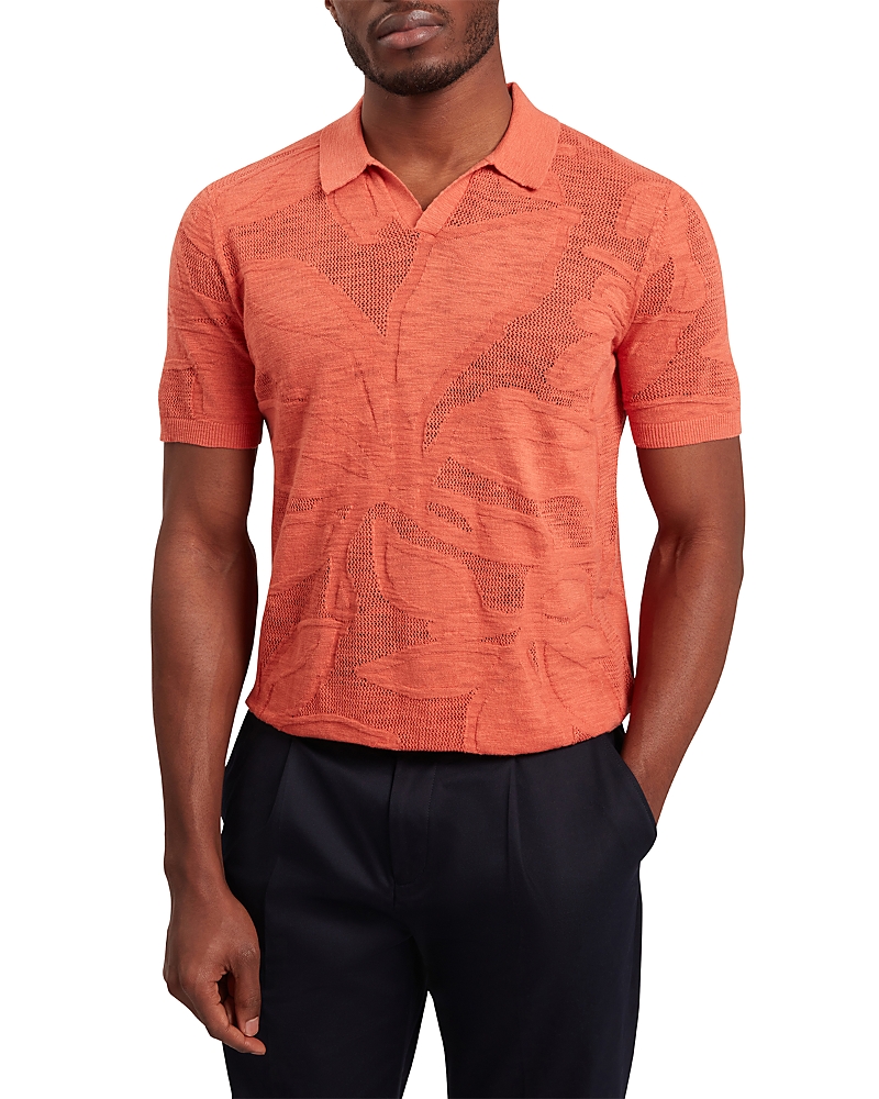 Ted Baker Sidraha Short Sleeve Open Neck Floral Jacquard Polo