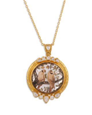 24K Yellow Gold Antiquities Crystal & Diamond Pendant Necklace, 16-18"