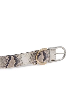 Women's Hippolita Bustino Embossed Leather Double Buckle Belt