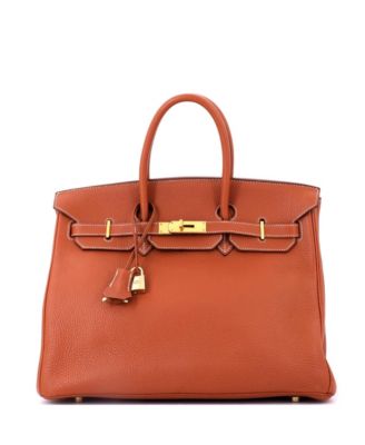 Birkin 35 Handbag Brown Clemence with Gold Hardware