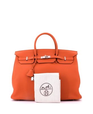 Birkin 40 Handbag Orange Togo with Palladium Hardware
