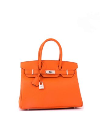 Birkin 30 Handbag Orange Epsom with Palladium Hardware