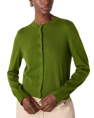 Fine Gauge Crewneck Cardigan Sweater