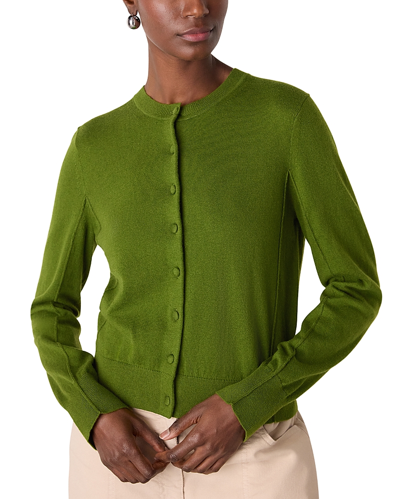 Whistles Fine Gauge Crewneck Cardigan Sweater · L