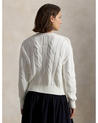 Crewneck Cable Knit Cardigan Sweater