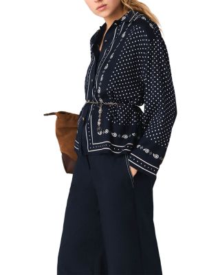 Chain Belt Bandana Print Shirt