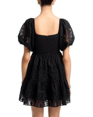 Lace Inset Puff Sleeve Mini Dress - Exclusive