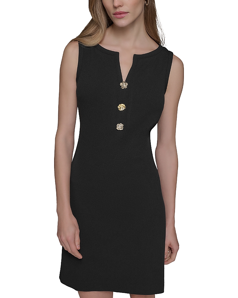 Karl Lagerfeld Paris Flower Button Scuba Crepe Sheath Dress