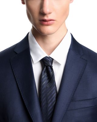 Slim Fit Single Breasted Sharkskin Wool Suit