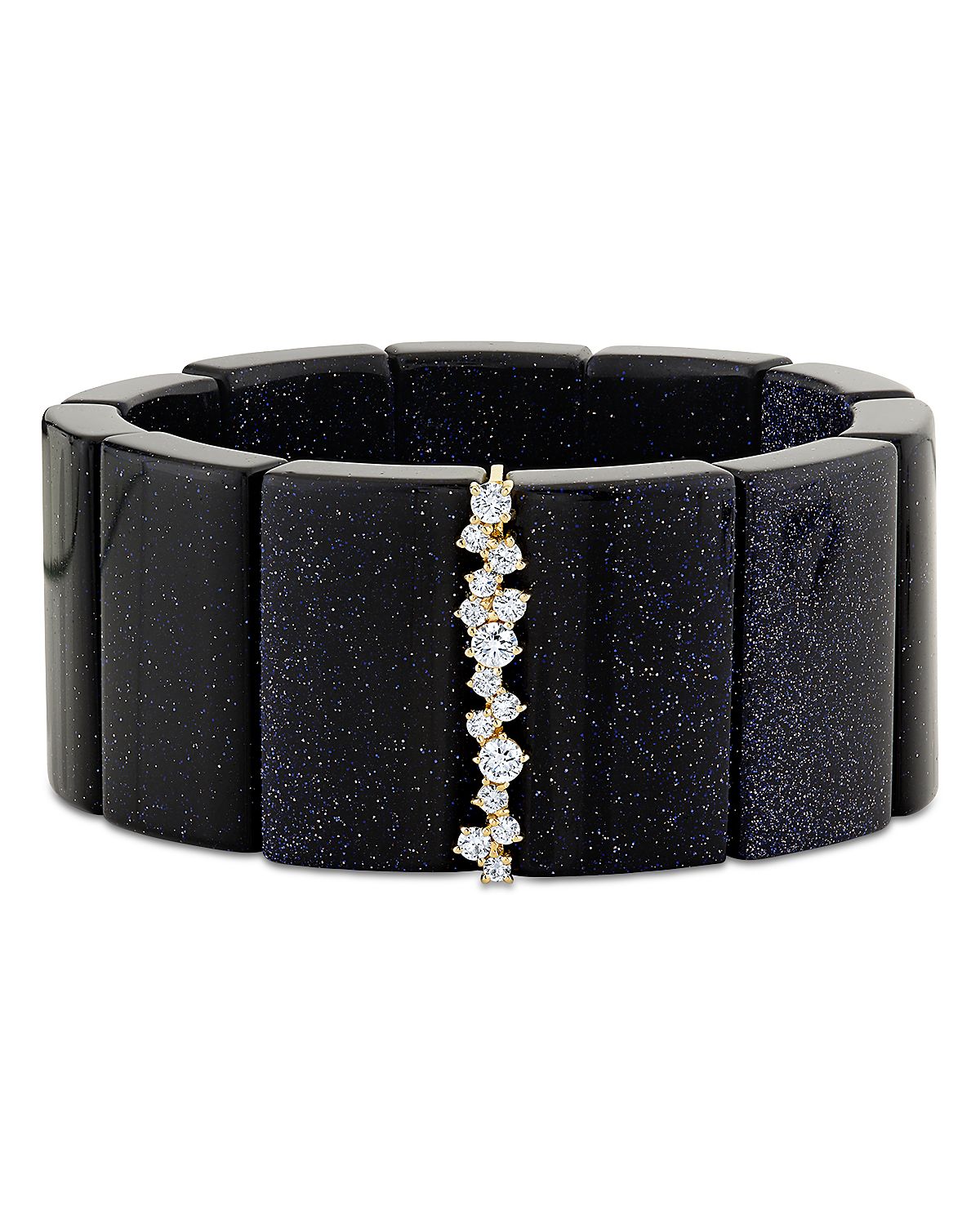 Sydney Evan 14K Yellow Gold Cocktail Diamond & Blue Goldstone Bracelet