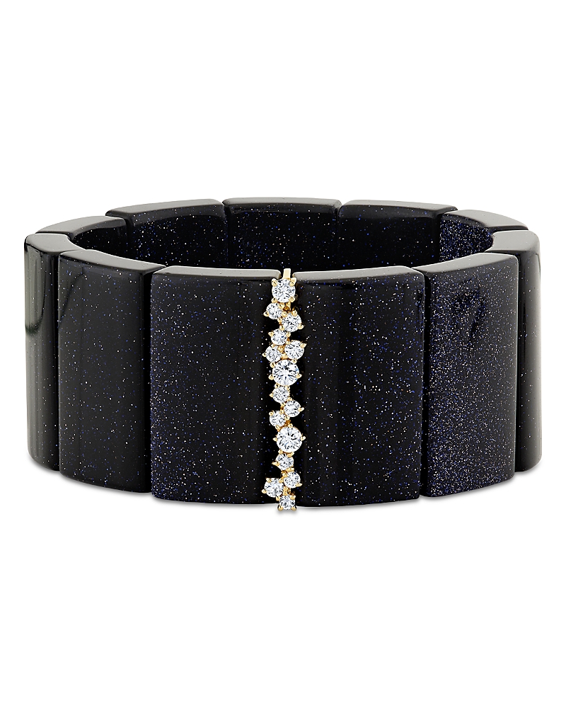Sydney Evan 14K Yellow Gold Cocktail Diamond & Blue Goldstone Bracelet