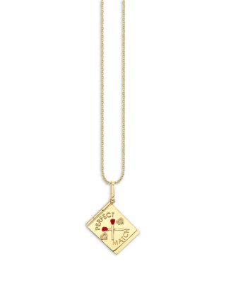 14K Yellow Gold Diamond Perfect Match Locket Charm Necklace, 16-18"