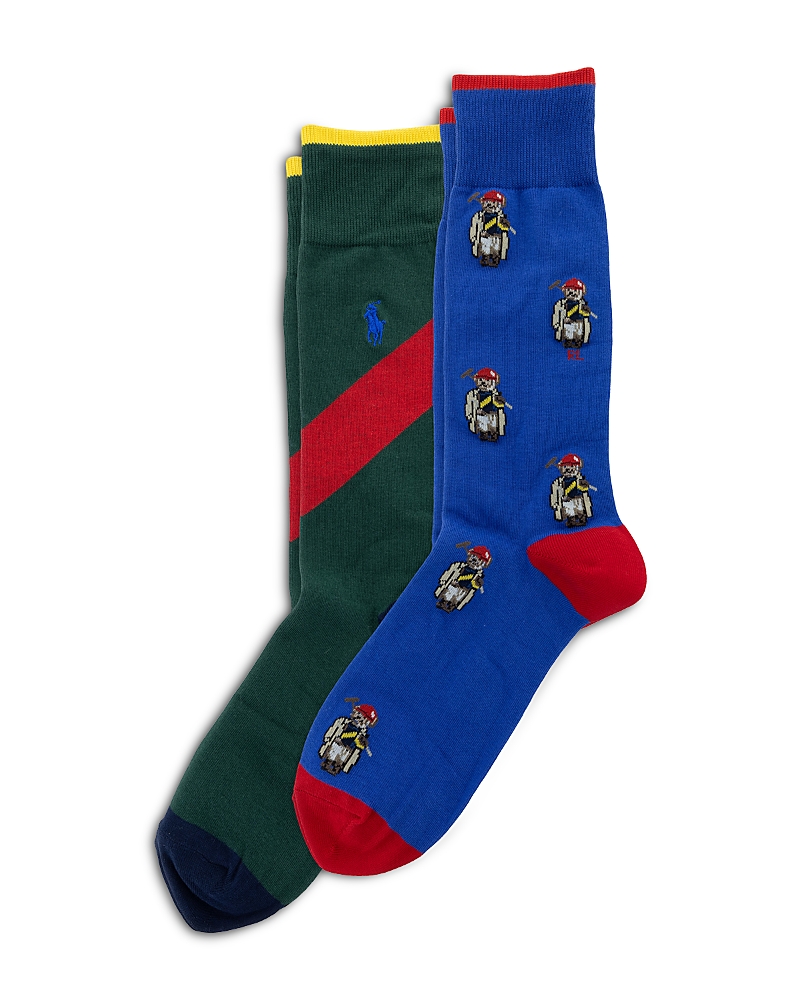 Polo Ralph Lauren Polo Society Mini Bear Crew Socks, Pack of 2