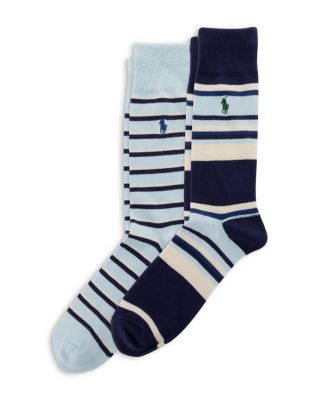 Polo Country Store T Shirt Stripes Crew Socks, Pack of 2
