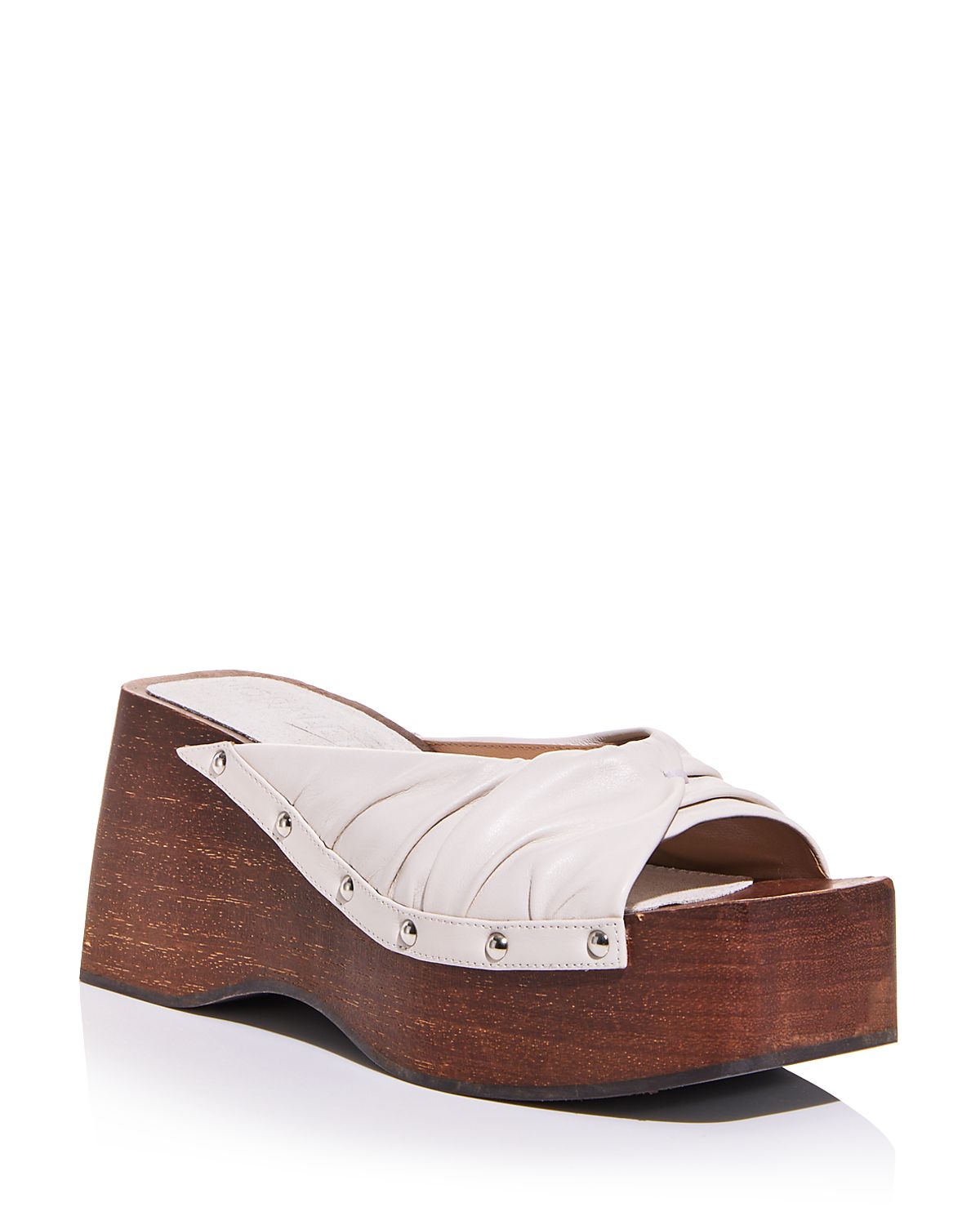 Nodaleto Women's Leather Studded Platform Slides