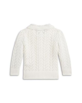 Girls' Pointelle Knit Cotton Collared Cardigan - Baby