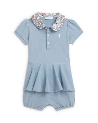 Girls' Contrast Collar Mesh Bubble Shortall - Baby