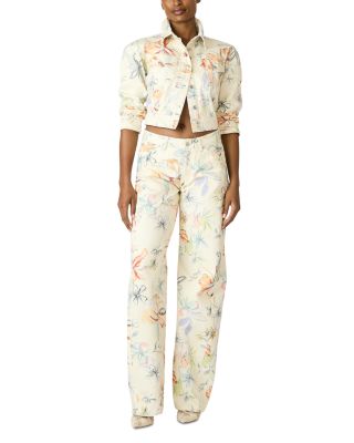 Rori Floral Barrel Leg Jeans in Vintage Ivory