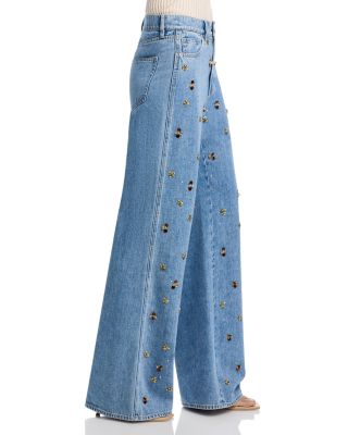 Kasey Mid Rise Wide Leg Jeans in Silver Dust