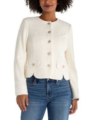 Collarless Boucl&eacute; Jacket