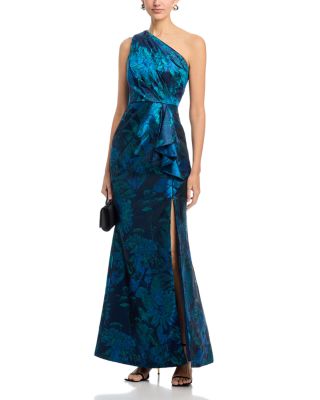 One Shoulder Jacquard Gown