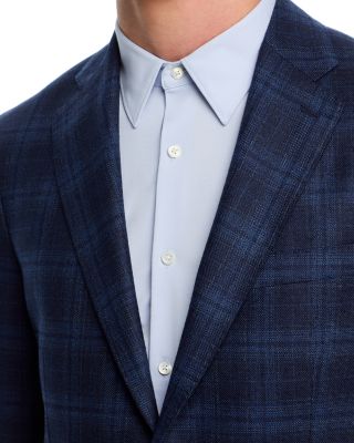 Silk & Wool Plaid Unstructured Slim Fit Sport Coat
